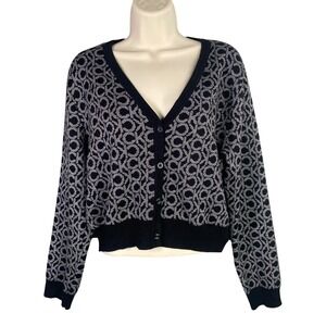 Calvin Klein Monogram Logo Knit Cardigan Sweater Womens Large Preppy Y2k‎